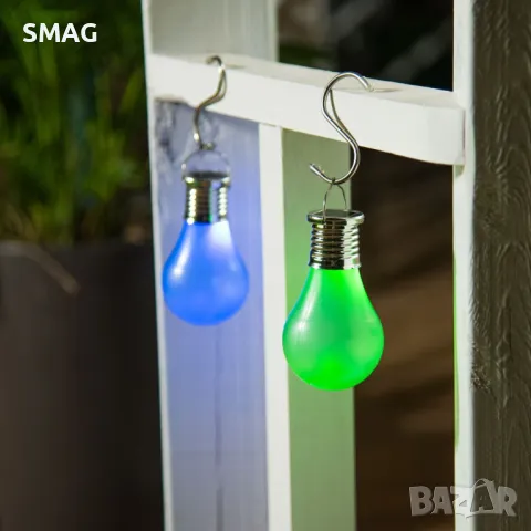 Соларна висяща лампа синя 10см S_1177409, снимка 2 - Соларни лампи - 49909278