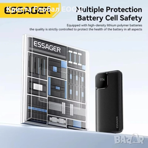 Преносима батерия Essager ES-D023 PD 20000 mAh с 2 вградени кабела Lightning, Type-C, снимка 3 - Външни батерии - 51707984