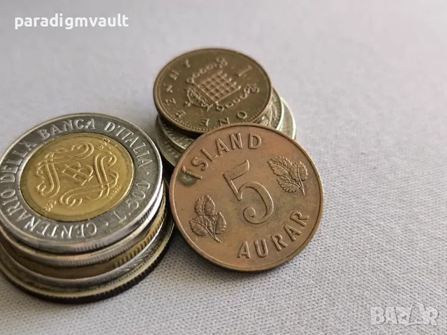 Mонета - Исландия - 5 аурар | 1966г.