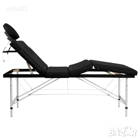 vidaXL Черна сгъваема масажна кушетка 4 зони с алуминиева рамка, снимка 3 - Кушетки - 56146055