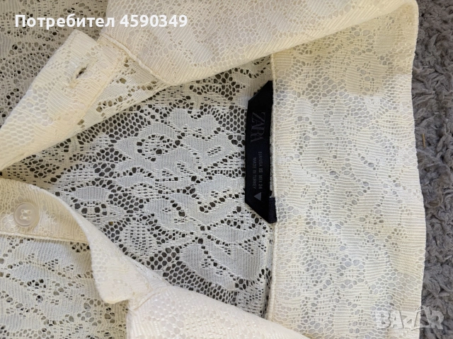 Дантелена тениска / риза с яка Zara, размер X, снимка 2 - Ризи - 55887904