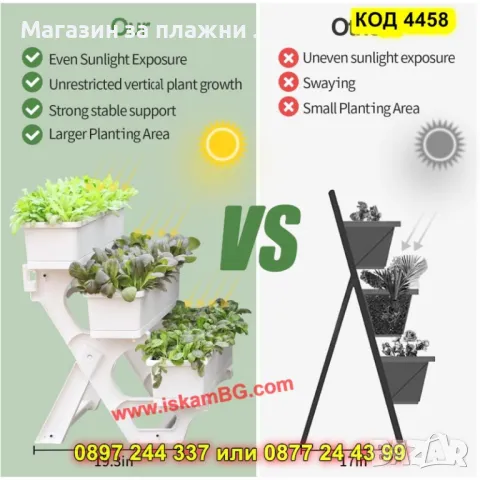 Комплект 3бр. големи саксии със стойка - КОД 4458, снимка 10 - Саксии и кашпи - 49730369