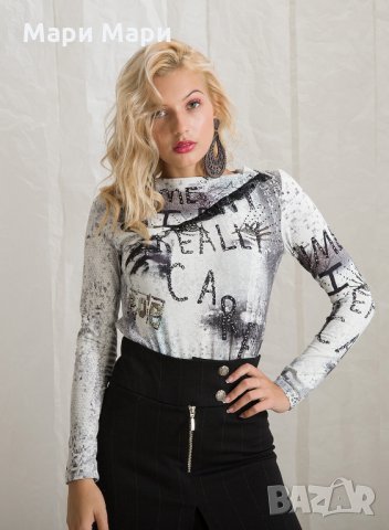 Блуза с къдрички, снимка 2 - Блузи с дълъг ръкав и пуловери - 30451488