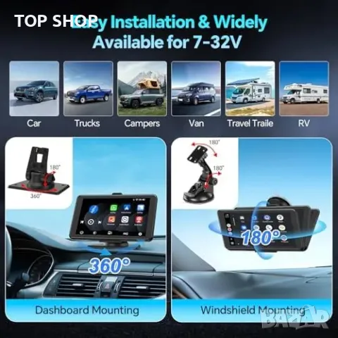 Нов Преносим 7" CarPlay екран за навигация, музика и огледален режим, снимка 7 - Друга електроника - 49945076