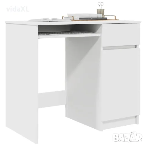 vidaXL Бюро, бяло, 86x49x76 см, инженерно дърво, снимка 4 - Бюра - 56148383