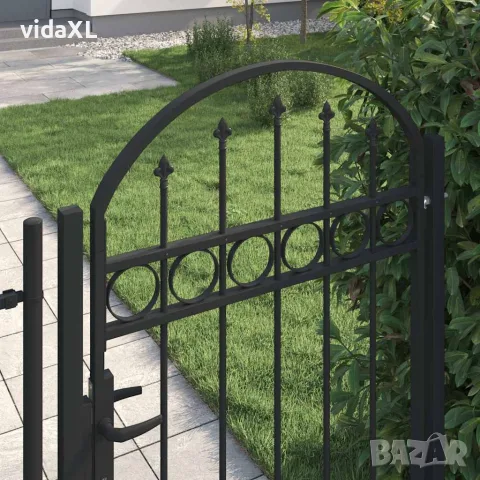 vidaXL Оградна порта ASSEN с арковиден връх, стомана, 100x150 см, черна, снимка 3 - Огради и мрежи - 56145979