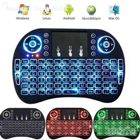RGB Безжична мини клавиатура, Светеща, Mini Wireless Keyboard
