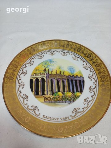 Декоративна порцеланова чиния с позлата Karlovy vary, снимка 1 - Колекции - 35338079