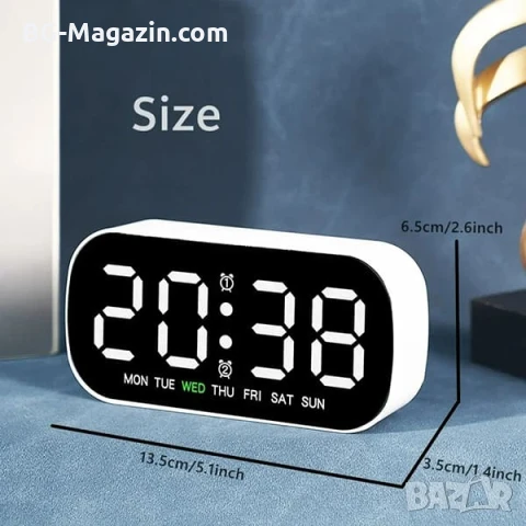 Електронен LED светещ настолен часовник с аларма на ток с USB с термометър календар големи цифри, снимка 4 - Други - 51178893