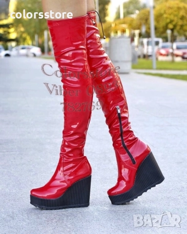 Ботуши на платформа - червен лак - 1906