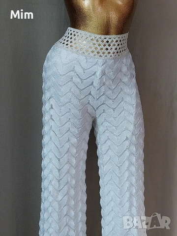  Резервирани AZARA Paris M/L Бял ажурен панталон , снимка 2 - Панталони - 52261634