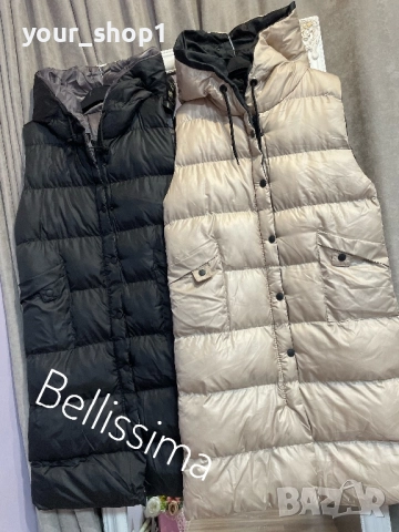 2 цвята дълга дамска грейка елек черно бежово , снимка 4 - Жилетки - 51516200