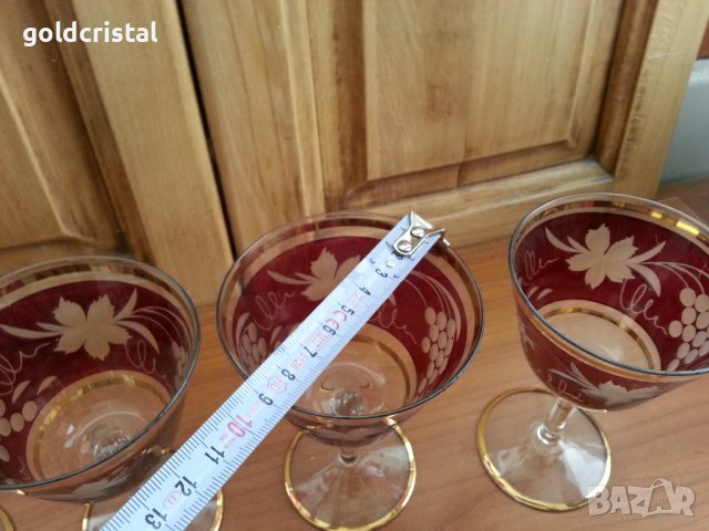 Ретро стъклени чаши гравирани , снимка 2 - Антикварни и старинни предмети - 39805754