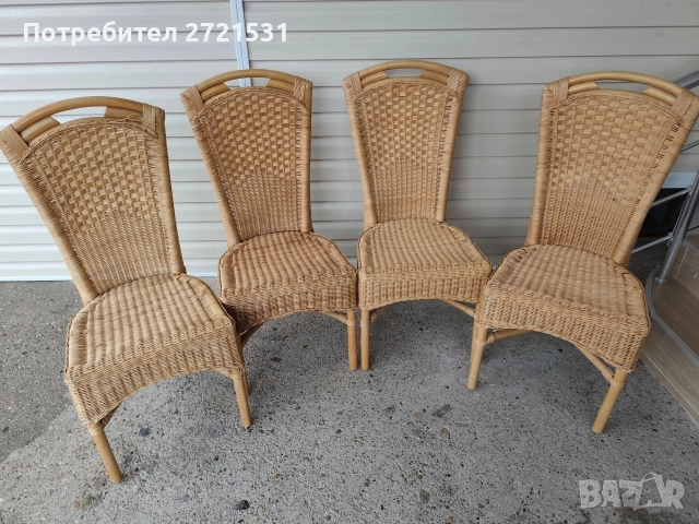 4 броя столове от естествен ратан