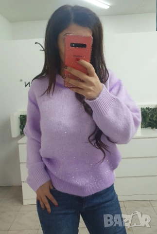 Пуловер с камъчета 2 цвята , снимка 2 - Блузи с дълъг ръкав и пуловери - 52617544