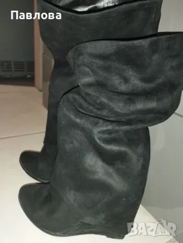 Ботуши с платформи набук, снимка 3 - Дамски ботуши - 47766188