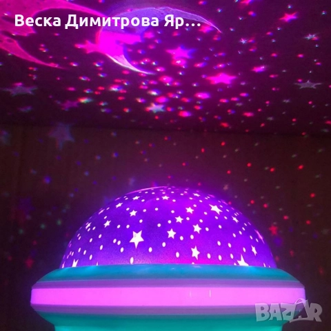 Цветна LED нощна лампа НЛО проектор със звездно небе, звезди и луна за детската стая и спокоен сън, снимка 5 - Настолни лампи - 52623200