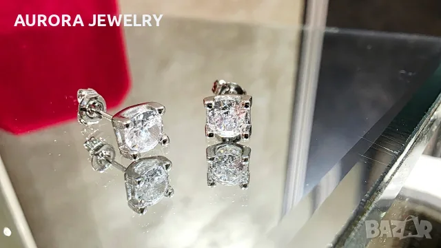 CARTIER C de Cartier White Gold Stud Diamond Дамски Обеци, снимка 2 - Обеци - 56111819