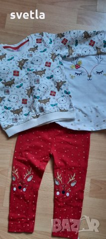 Коледна туника и коледна блуза за момиченце 92р , снимка 1 - Комплекти за бебе - 34177598