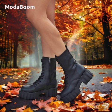 Кожени боти на ток , снимка 2 - Дамски боти - 42670724