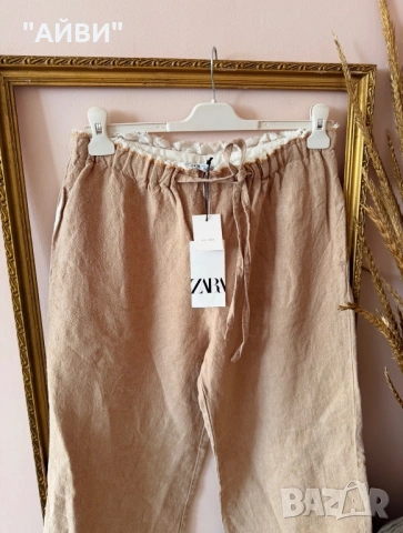 ZARA Дамски панталон от лен и тениска, снимка 17 - Панталони - 54003868