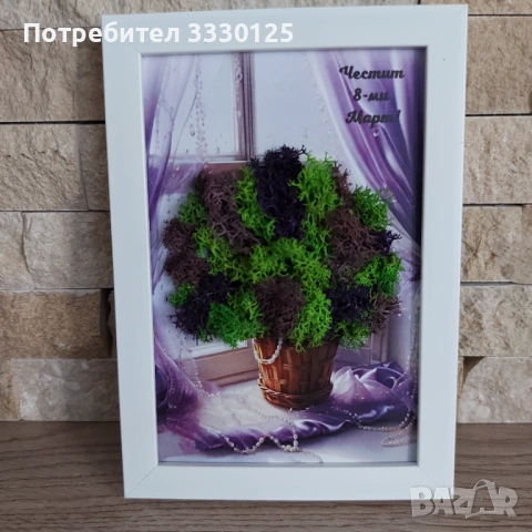 Картина със скандинавски мъх за 8ми март, снимка 6 - Стайни растения - 53365530