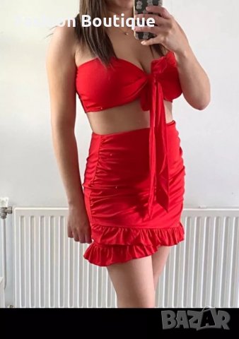 Червен комплект от 2 части плажен летен, снимка 10 - Рокли - 30471745