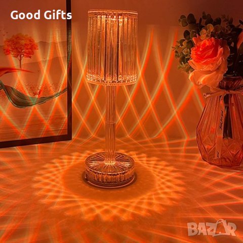 Безжична LED Кристална светеща лампа с дистанционно с вградена батерия, снимка 2 - Настолни лампи - 40677628