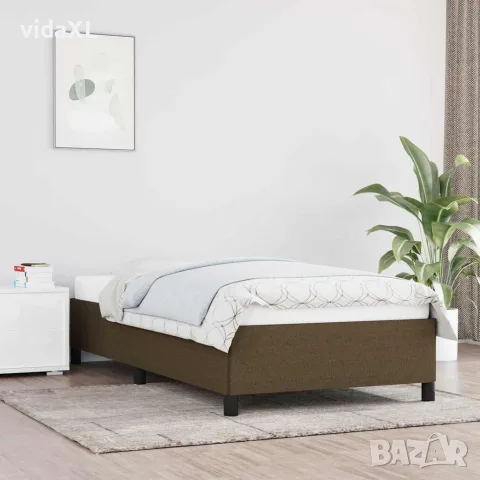 vidaXL Рамка за легло без матрак, тъмнокафява, 100x200 см, плат, снимка 2 - Спални и легла - 56147208