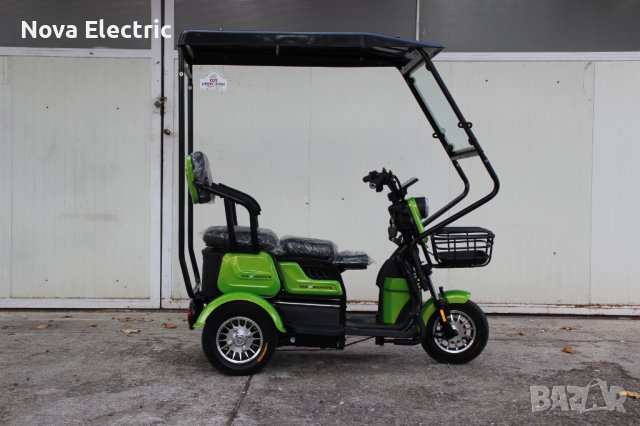 Електрическа Tриместна Tриколка С Таван X1 1500W - Зелена, снимка 3 - Мотоциклети и мототехника - 42119820