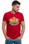 Нова мъжка червена тениска с релефен трансферен печат Герб на България, снимка 7