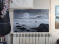 Маслена картина Пълнолуние над морето, снимка 2