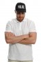 Нов мъжки комплект (сет): бяла мъжка блуза (тениска) тип Lacoste + шапка с козирка POLICE 