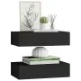 vidaXL Стенни рафтове с чекмеджета, 2 бр, черни, 40x23,5x10 см, МДФ, снимка 4