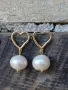 Обеци с големи перли и сърце, снимка 1