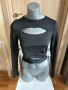 Дамска къса черна блуза, снимка 4