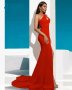 Дълга червена рокля с цепка, снимка 4