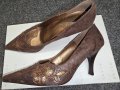 Дамски елегантни обувки на висок ток 40 номер големи кафяви, снимка 2