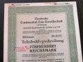 Райх облигация 500 марки | Немска Континентална Газова Компания | 1937г., снимка 2