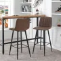 Бар столове с облегалка и дамаска от висококачествена PU кожа, к-кт от 2 бр. C-U-BS-0079BR, снимка 2