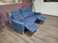 Сив диван от плат тройка с електрически релаксиращ механизъм, снимка 4