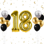Златни Балони '18': 40 инча, за 18-ти Рожден Ден, Злато-Черни и Сребърни