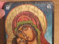 Стара православна икона икона на света богородица умиление, Дева Мария с Младенеца , снимка 3