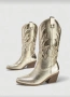 Дамски каубойски ботуши в златисто, снимка 1