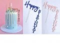 3 цвята happy Birthday страничен пластмасов топер надпис украса декор за торта табела рожден ден, снимка 1 - Други - 30720777