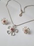 колие и обеци с цвете/комплект oriflame/медальон/висулка/кръст/кръстче с цирконий/цвят сребърен , снимка 2