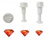 3 бр мини Супермен лого пластмасови резци форми бутало резец форма пластмасови с релеф за фондан, снимка 1 - Форми - 36720268