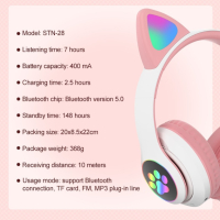 Котешки детски слушалки., снимка 5 - Bluetooth слушалки - 44773898