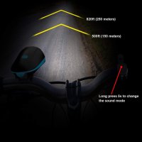 Мощен LED T6 фар със електронен звънез за велосипед, снимка 10 - Аксесоари за велосипеди - 30912677