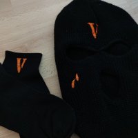 Сет Маска и Чорапи Vlone комплект за общо 32лв Черни Оранжеви Детайли Balaclava Mask Socks Шапка, снимка 3 - Други - 40238531